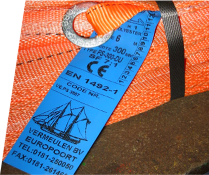 Inspectie hijsband met label