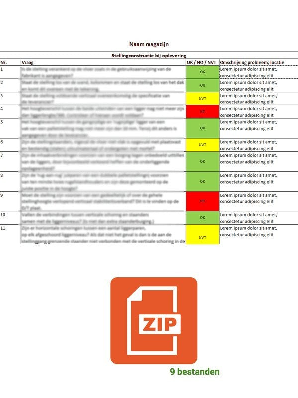 Inspectielijsten magazijnstellingen